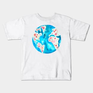 The Earth Laughs in Flowers | Watercolor Earth Kids T-Shirt